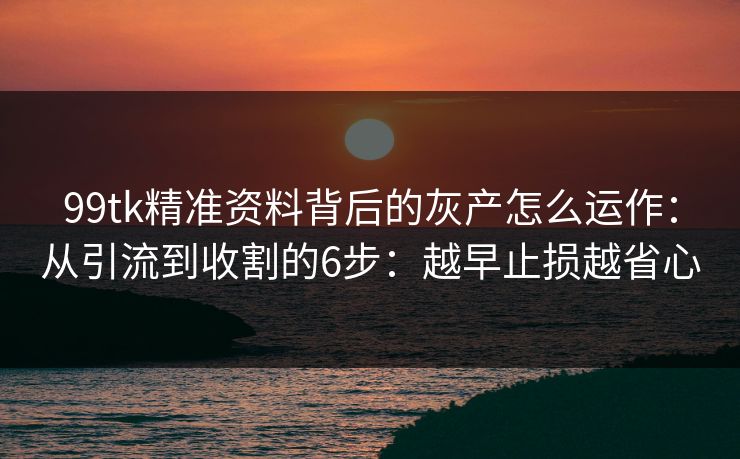 99tk精准资料背后的灰产怎么运作：从引流到收割的6步：越早止损越省心