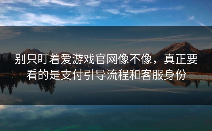 别只盯着爱游戏官网像不像,真正要看的是支付引导流程和客服身份 别只盯着爱游戏官网像不像,真正要看的是支付引导流程和客服身份