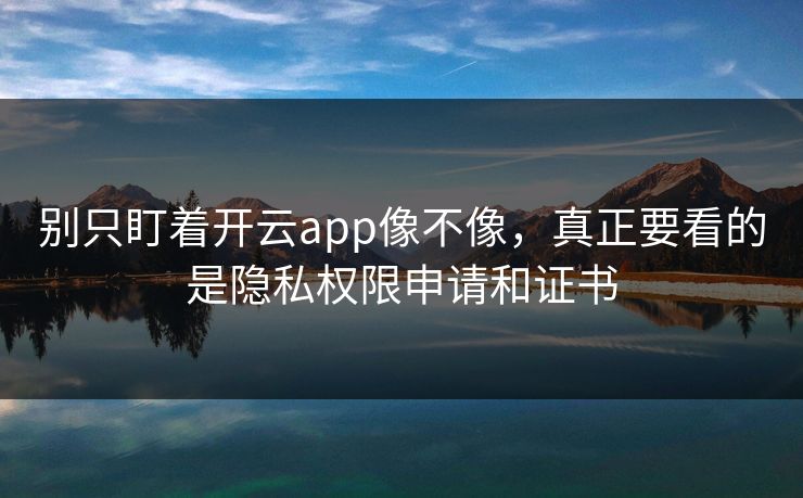 别只盯着开云app像不像，真正要看的是隐私权限申请和证书