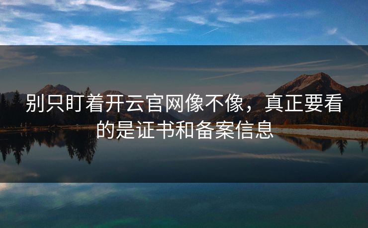 别只盯着开云官网像不像，真正要看的是证书和备案信息